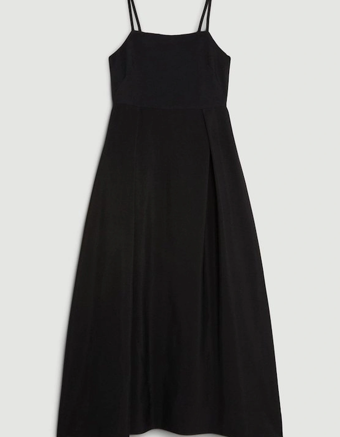 Polished Viscose Tailored Full Skirt Midi Dress