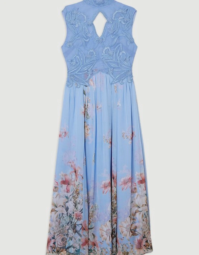 Floral Applique Lace Maxi Dress