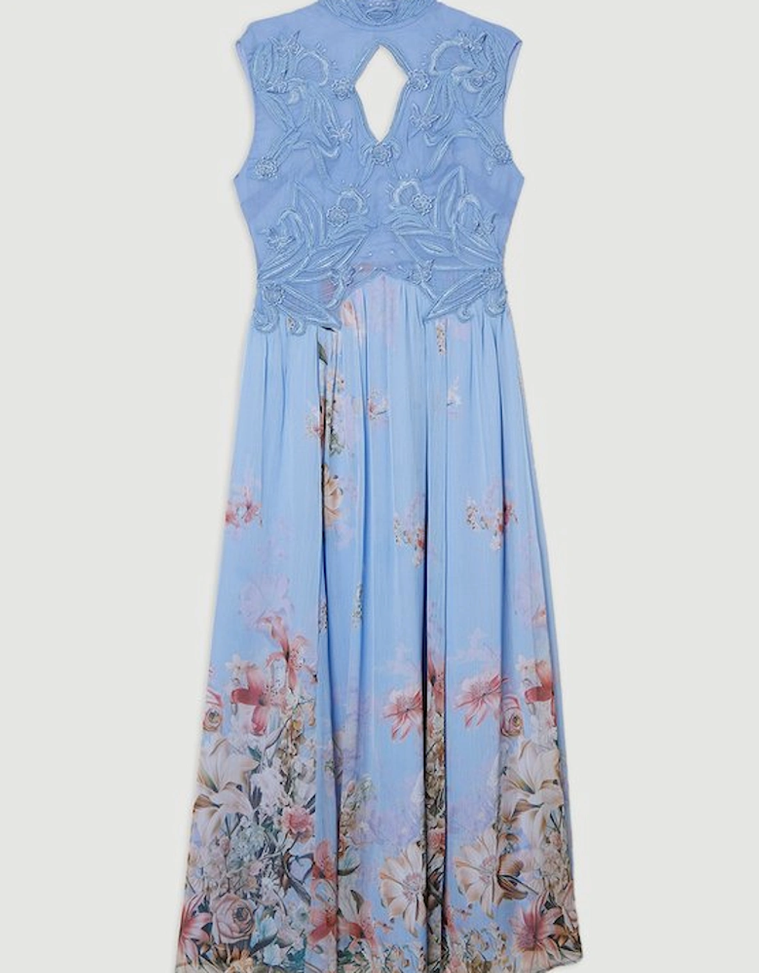 Floral Applique Lace Maxi Dress