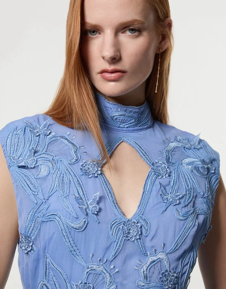 Floral Applique Lace Maxi Dress