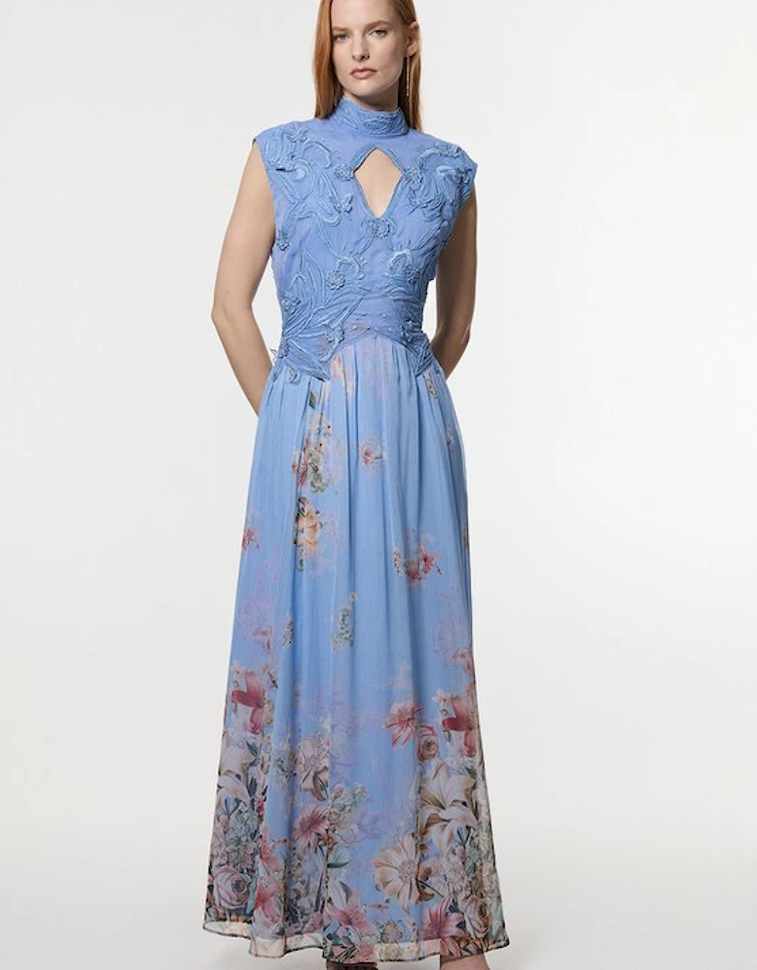 Floral Applique Lace Maxi Dress