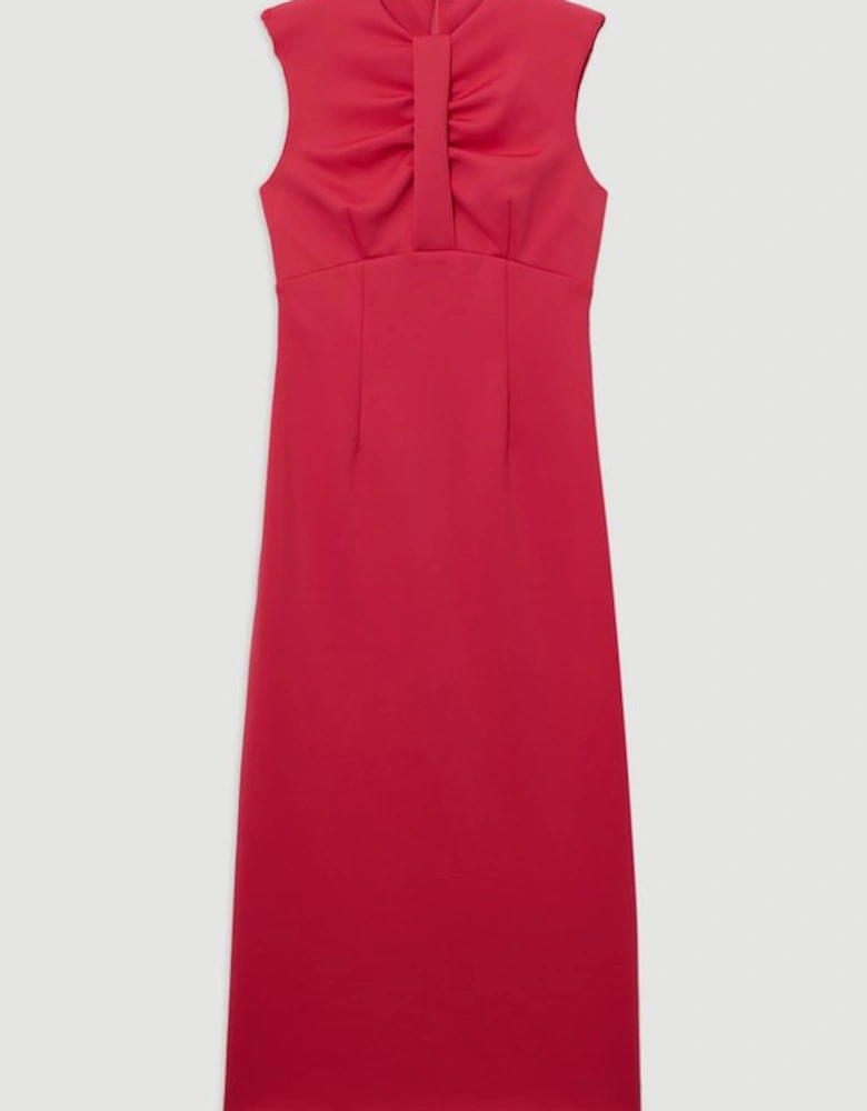 Scuba Drama Twist Detail Woven Midi Dress