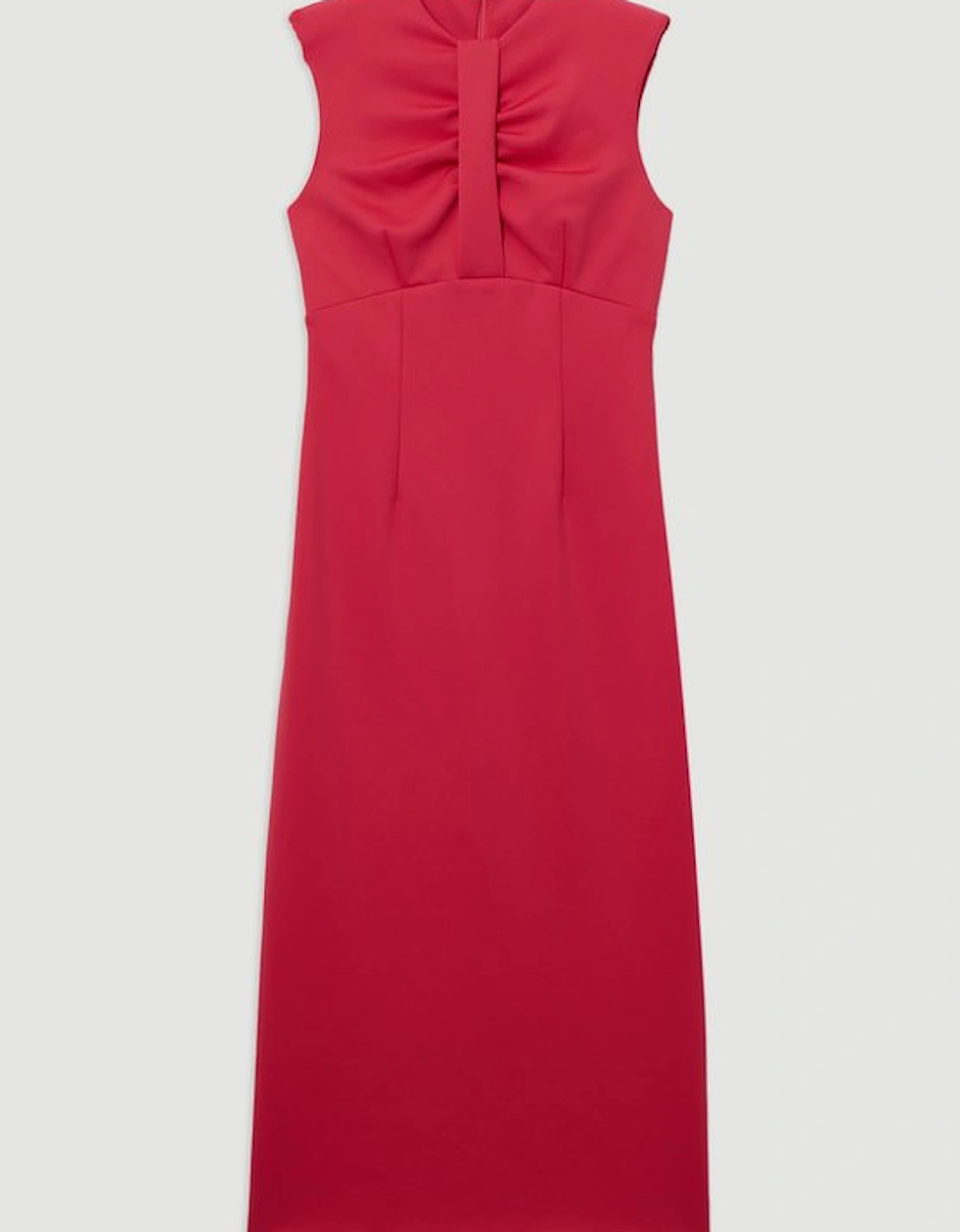 Scuba Drama Twist Detail Woven Midi Dress