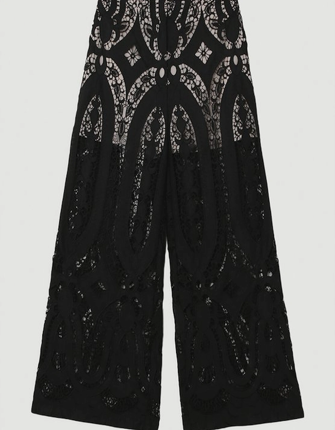 Sheer Georgette Cutwork Woven Wide Leg Trouser