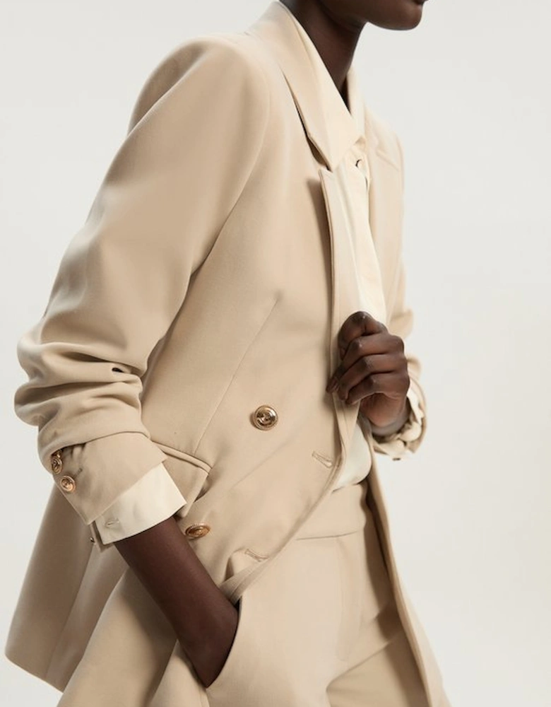 Compact Stretch Essential Tailored Doubled Breasted Blazer