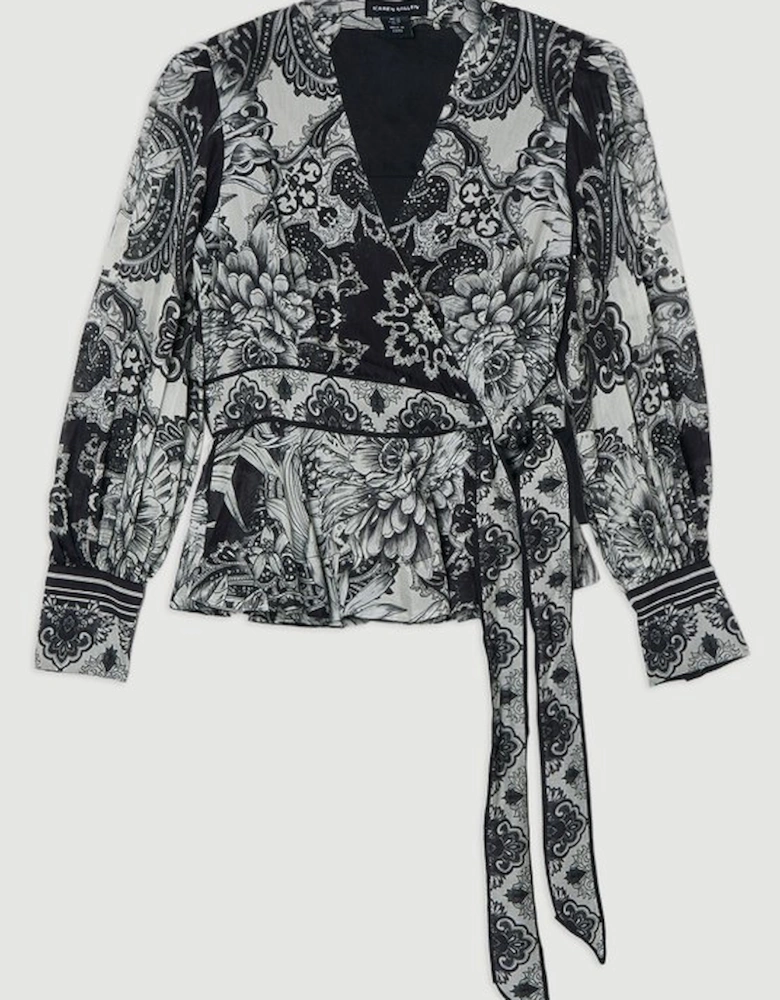 Tile Silk Cotton Wrap Blouse