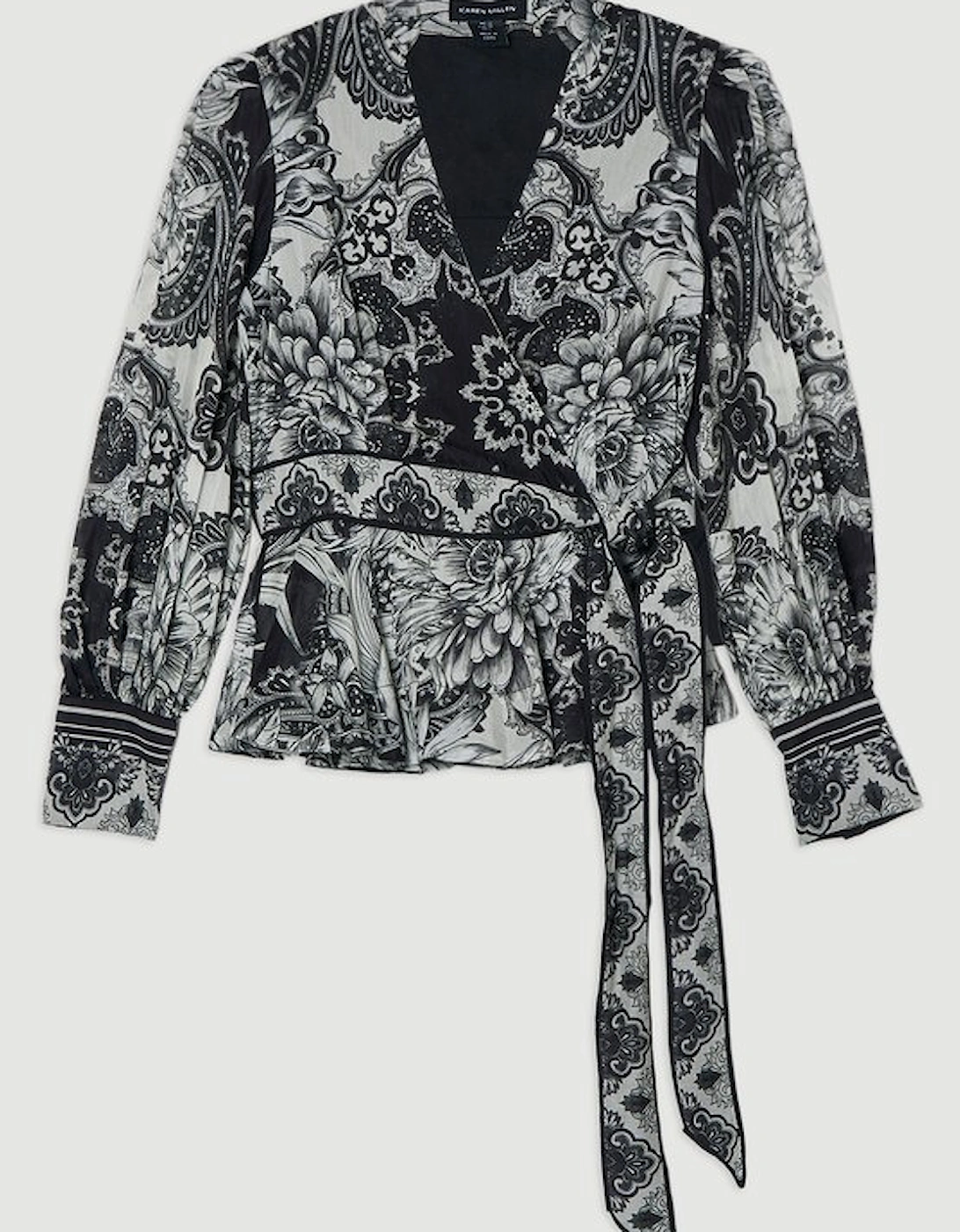 Tile Silk Cotton Wrap Blouse