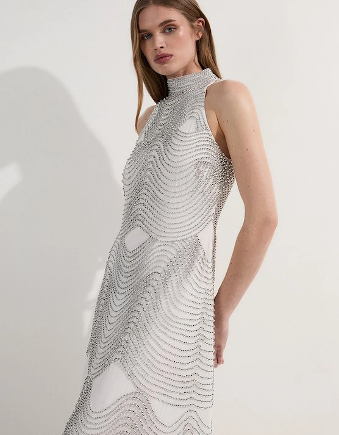 Embellished Geo Halter Woven Maxi Dress, 5 of 4