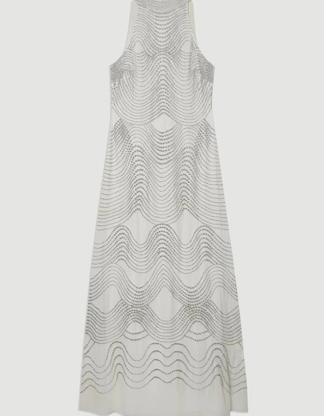 Embellished Geo Halter Woven Maxi Dress