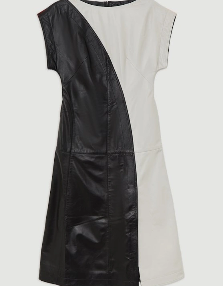 Leather Colourblock Midi Dress