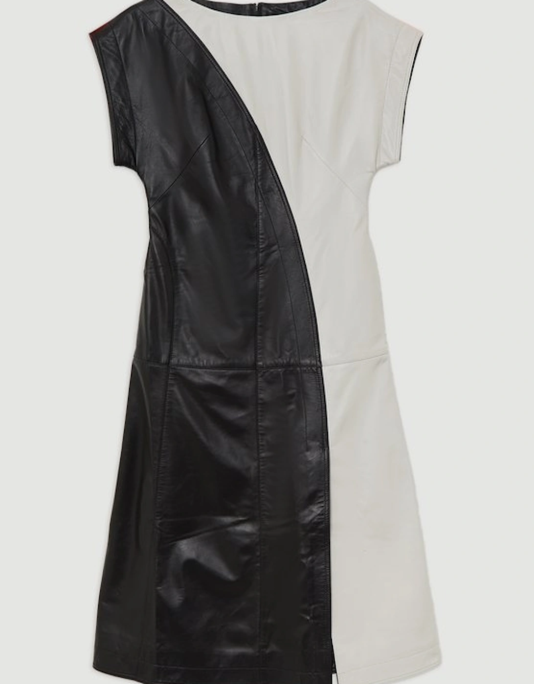 Leather Colourblock Midi Dress