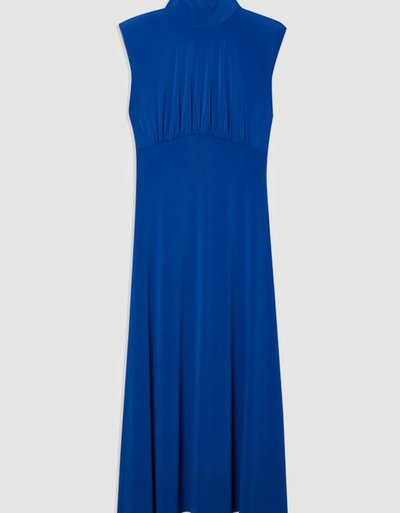Drapey Crepe Jersey Corset Detail Maxi Dress