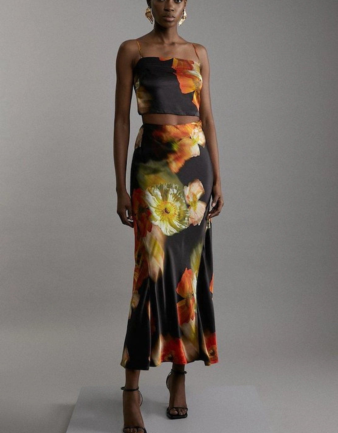 Floral Viscose Satin Top And Skirt Set, 5 of 4