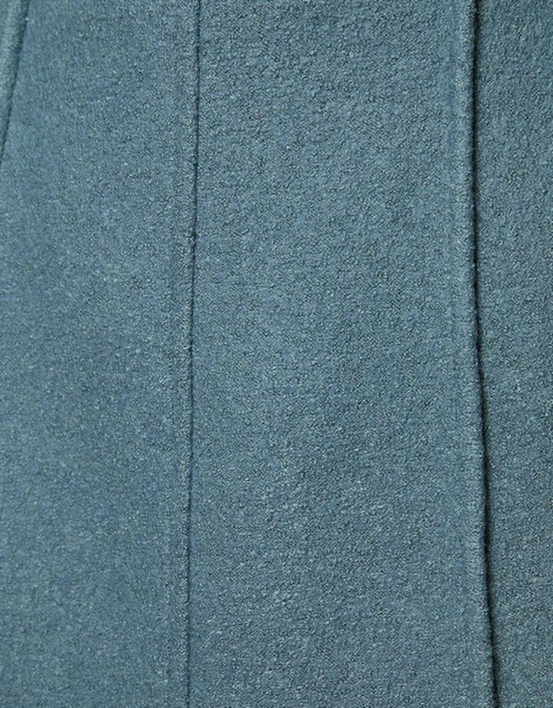 Textured Wool Blend Darted Tailored Mini Skirt