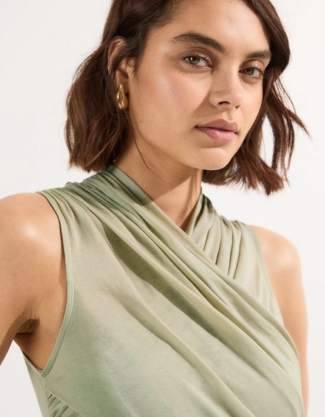 Premium Tencel Jersey Wrap Detail Midi Dress