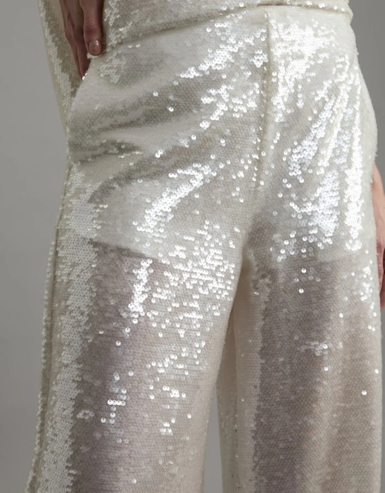 Sequin Woven Wide Leg Trouser
