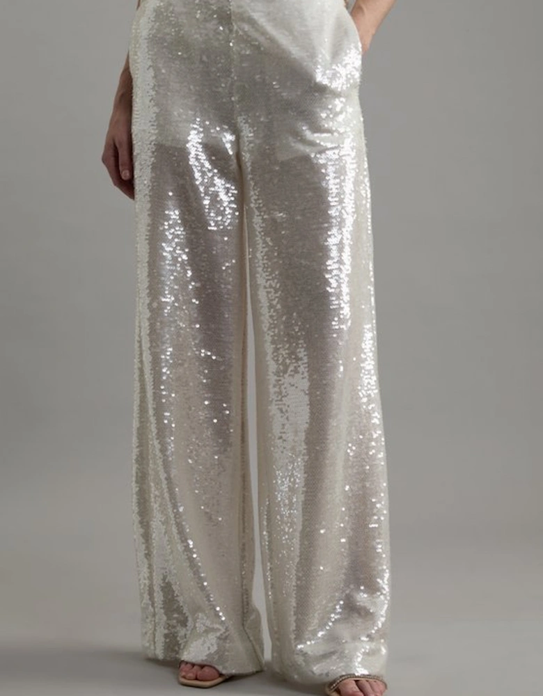 Sequin Woven Wide Leg Trouser