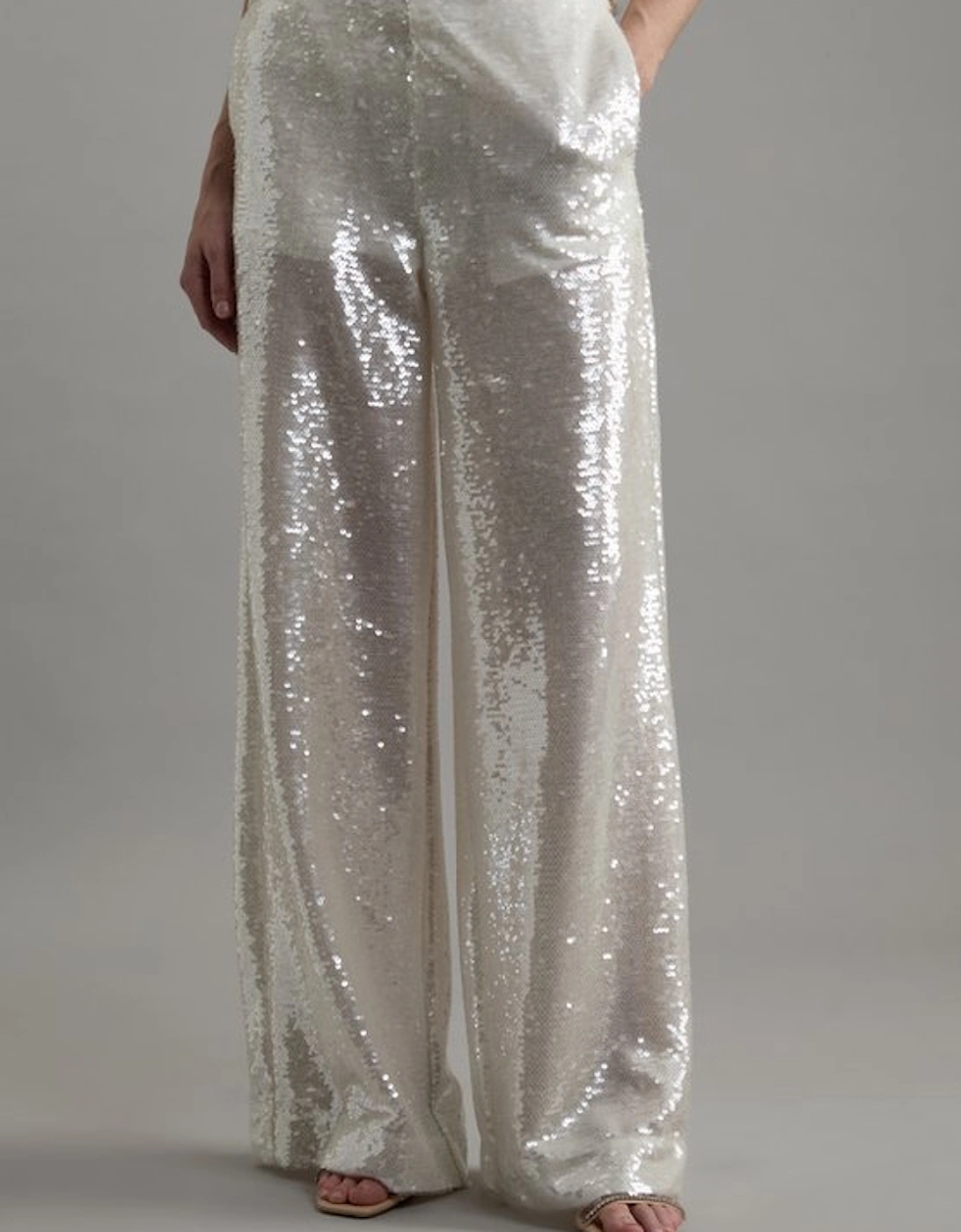Sequin Woven Wide Leg Trouser