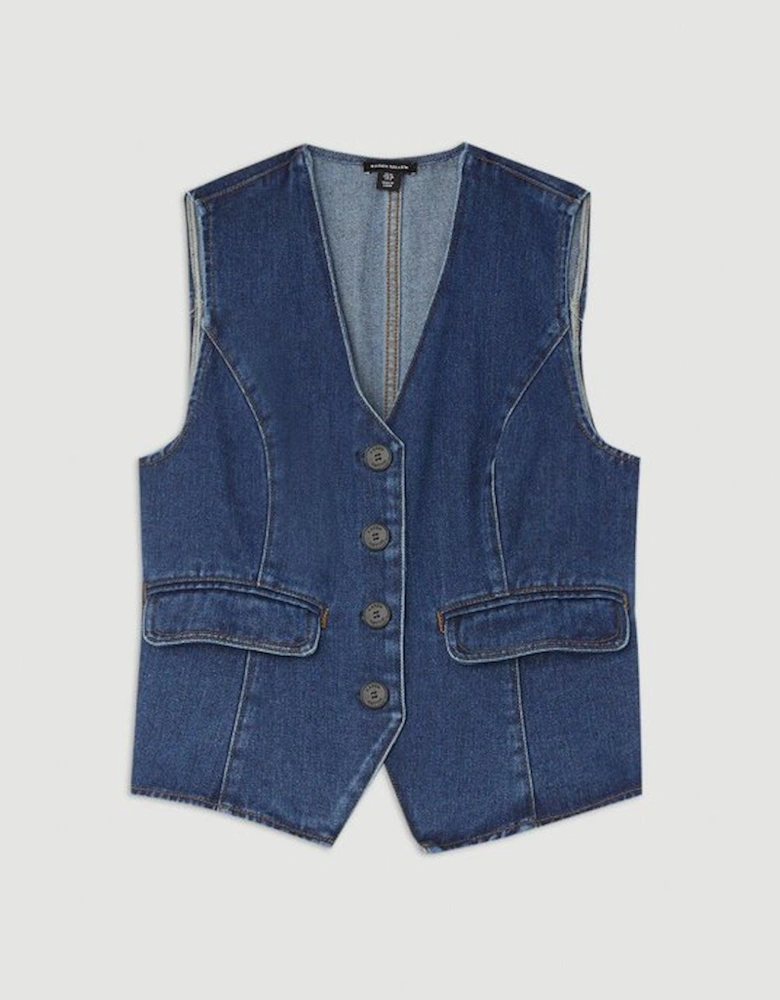 Denim Button Through Waistcoat