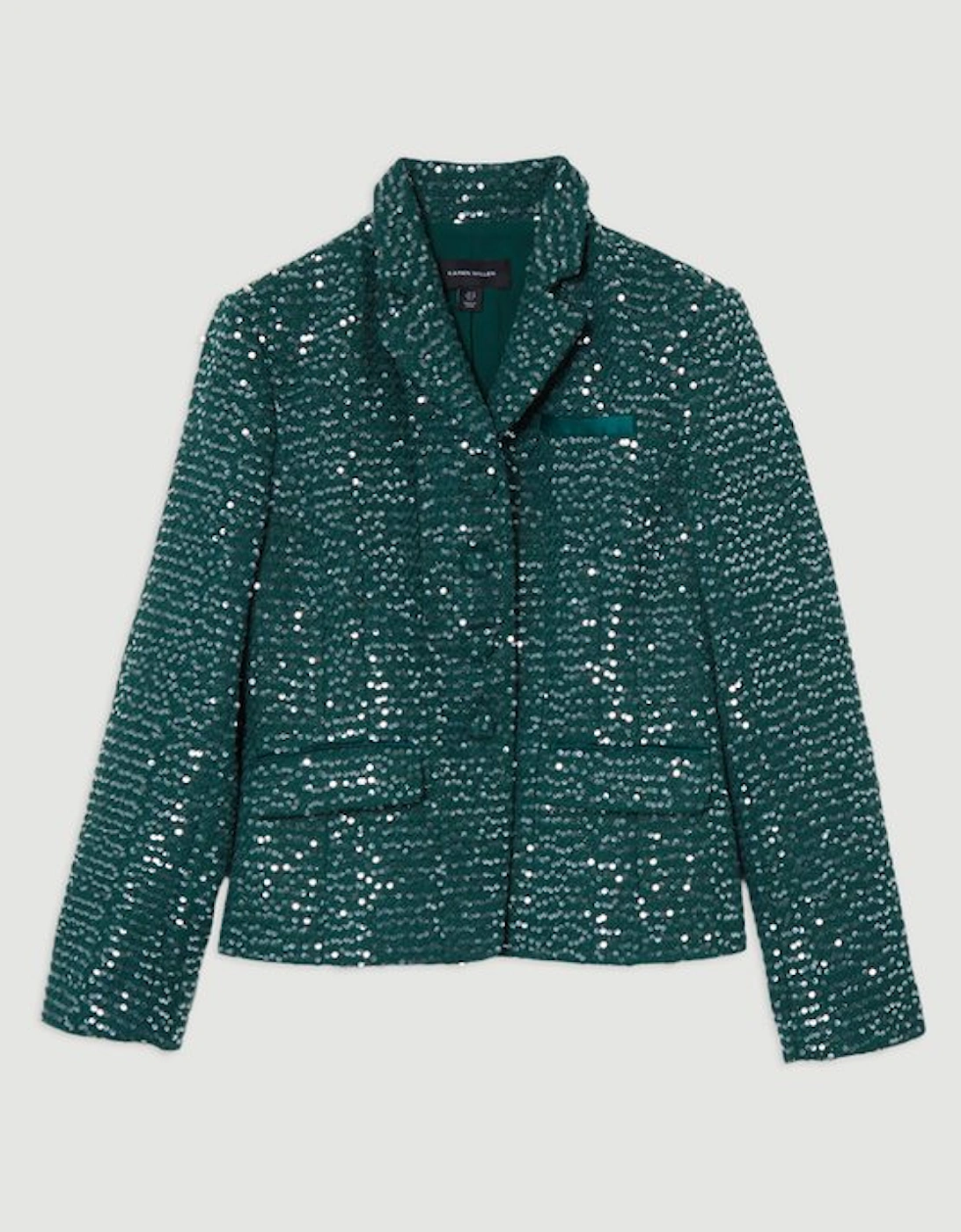 Tailored Sequin Tweed Single Breasted Blazer