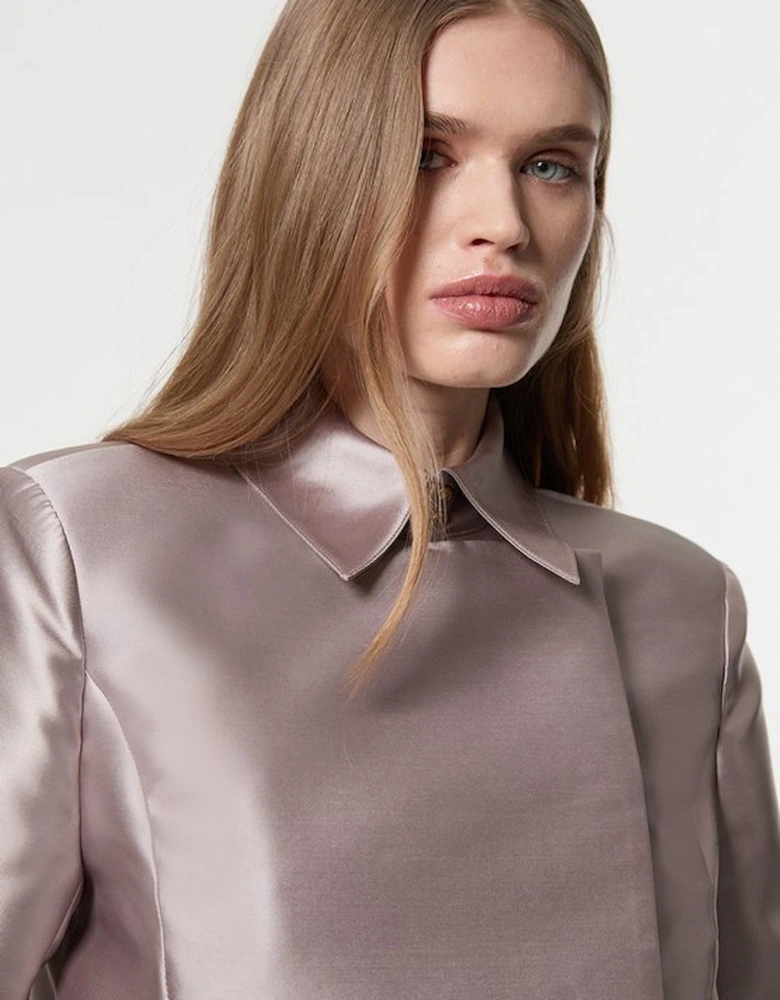 Collared Twill Cropped Woven  Jacket