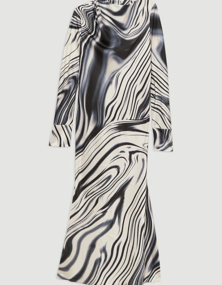 Petite Graduated Stripe Viscose Satin Bias Midi Dress