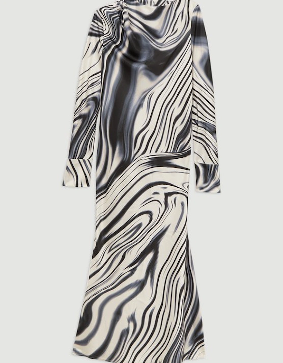Petite Graduated Stripe Viscose Satin Bias Midi Dress