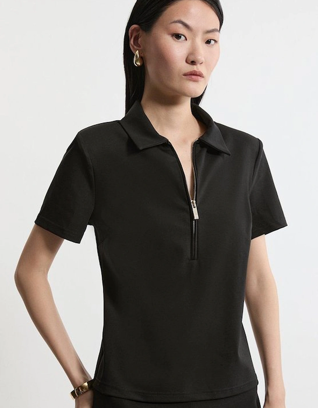 Luxe Ponte Jersey Polo Shirt, 5 of 4