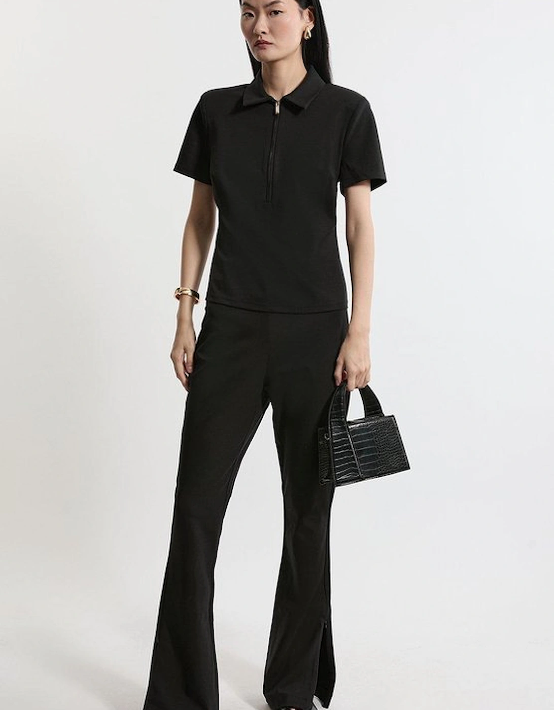 Luxe Ponte Jersey Polo Shirt