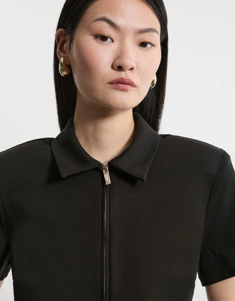 Luxe Ponte Jersey Polo Shirt