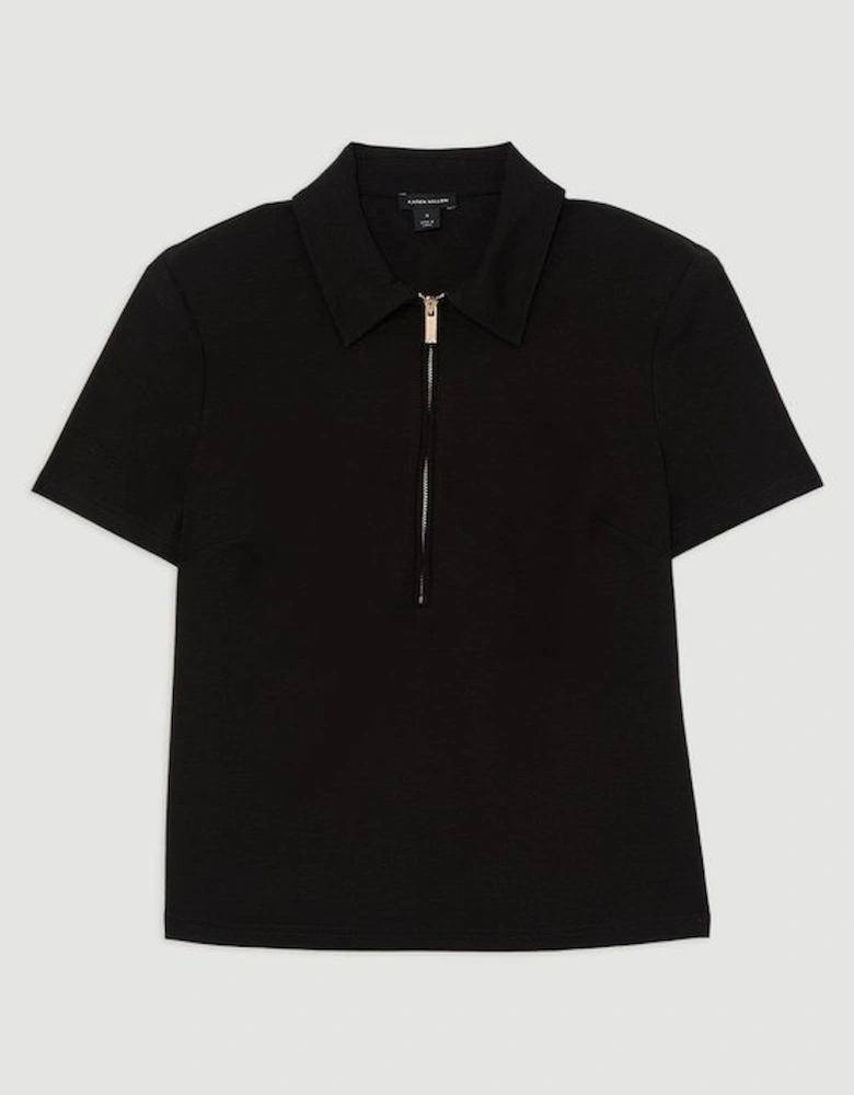 Luxe Ponte Jersey Polo Shirt