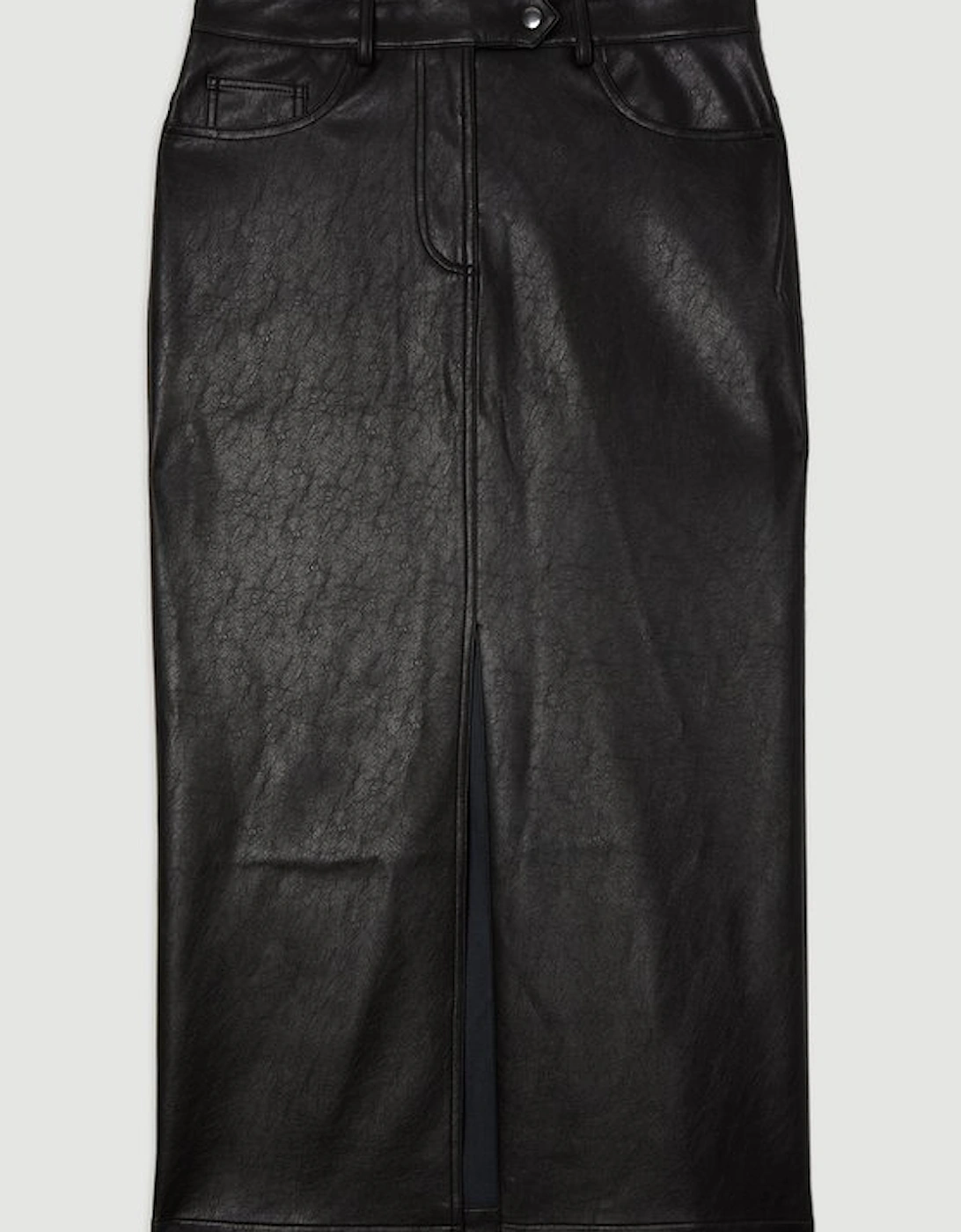 Faux Leather Pencil Midi Skirt