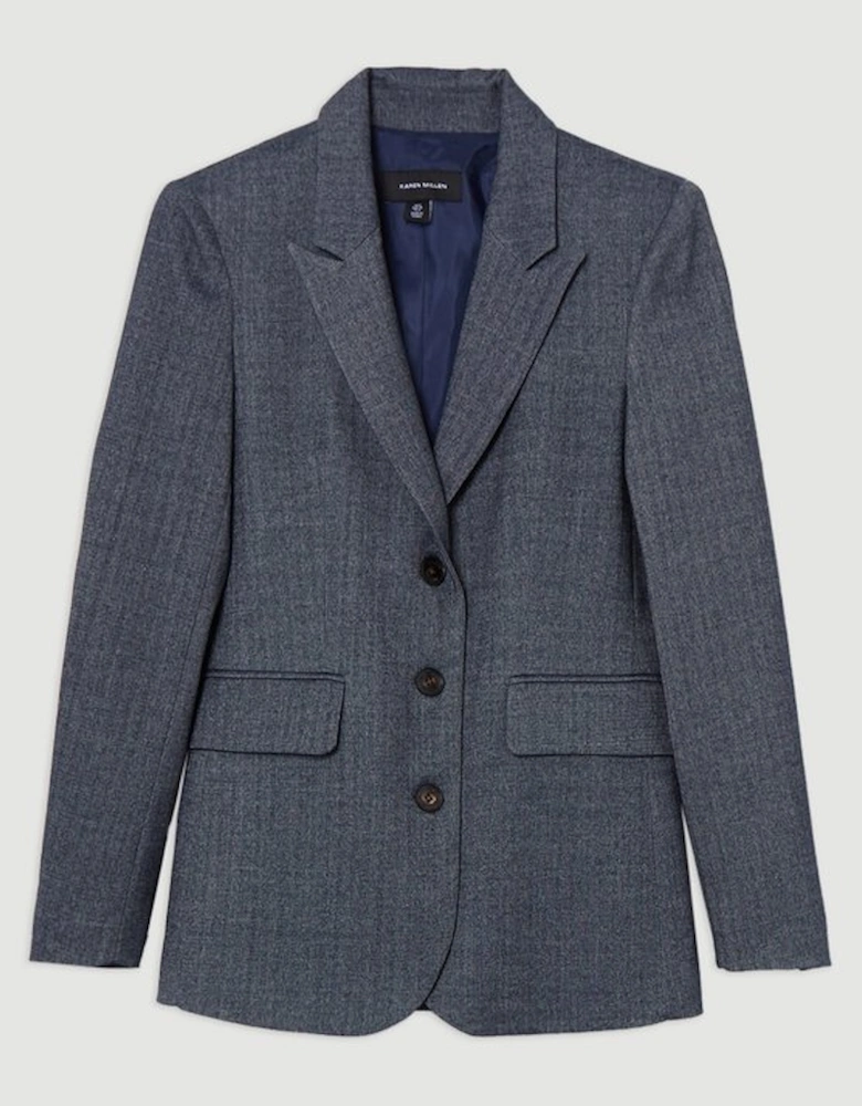 Herringbone Single Breasted Tailored Blazer