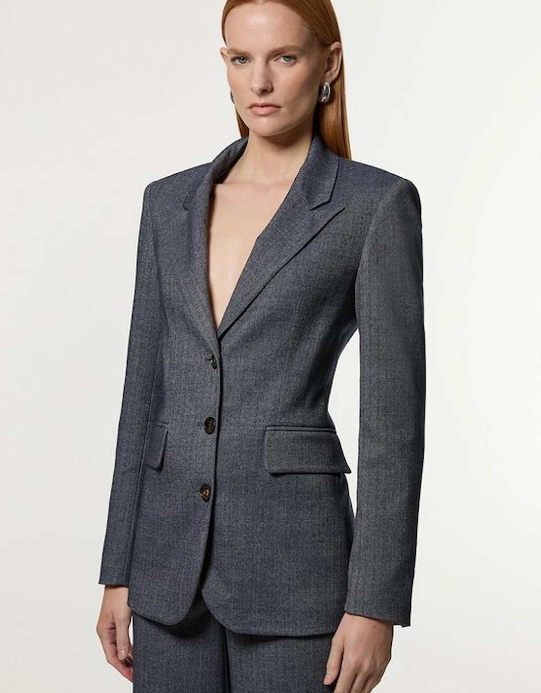 Herringbone Single Breasted Tailored Blazer, 5 of 4