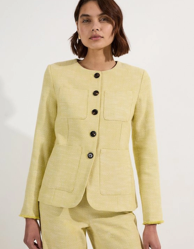 Spring Tweed Tailored Pocket Front Tailored Blazer