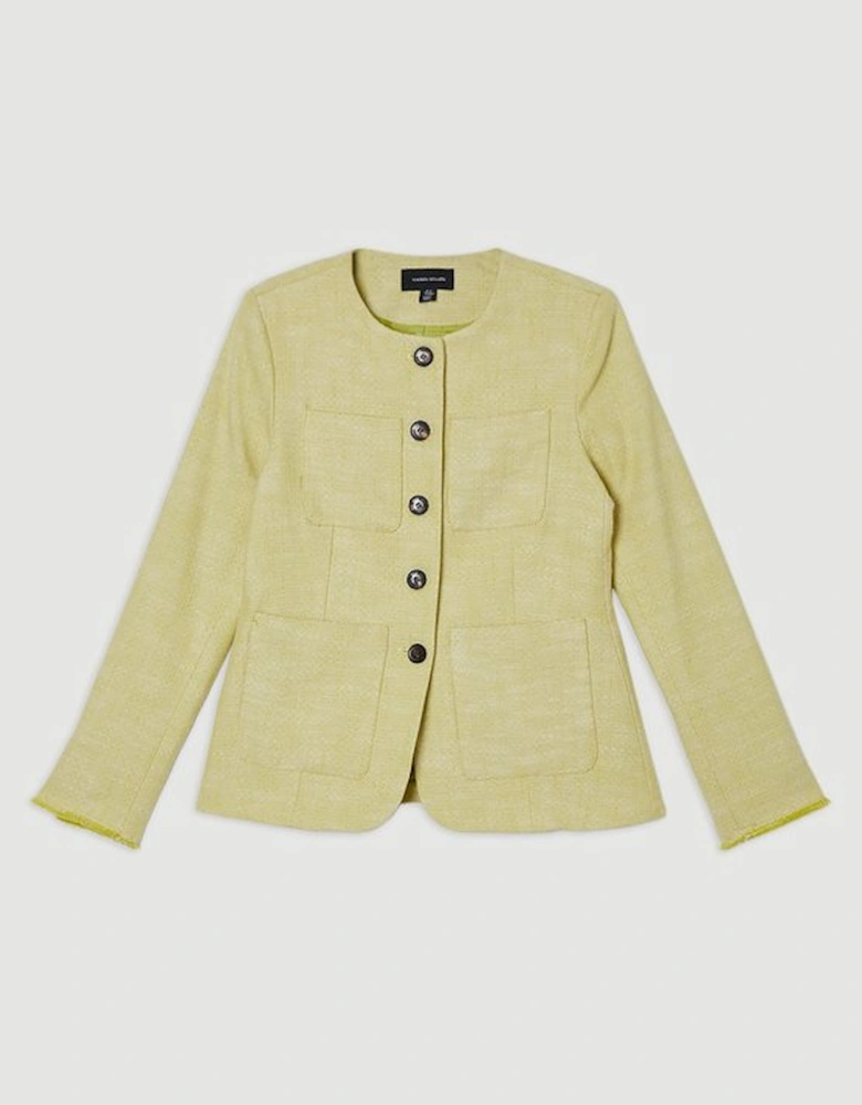 Spring Tweed Tailored Pocket Front Tailored Blazer