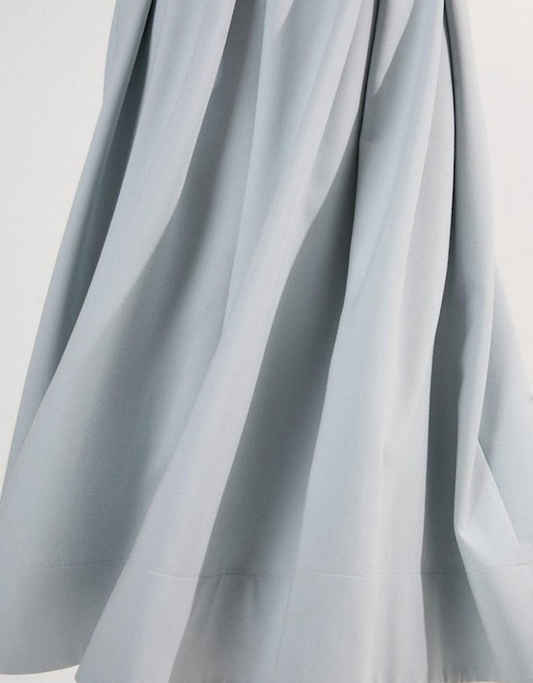 Compact Stretch Tailored Square Neck Full Skirted Midi Dress