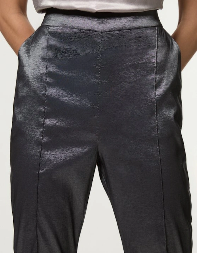 Fluid Tailored Metallic Straight Leg Trousers