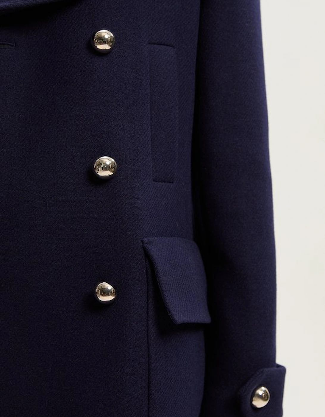 Wool Patch Pocket Tailored Short Coat