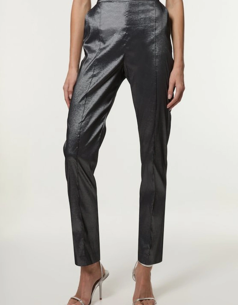 Fluid Tailored Metallic Straight Leg Trousers