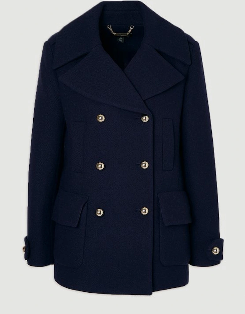 Wool Patch Pocket Tailored Short Coat