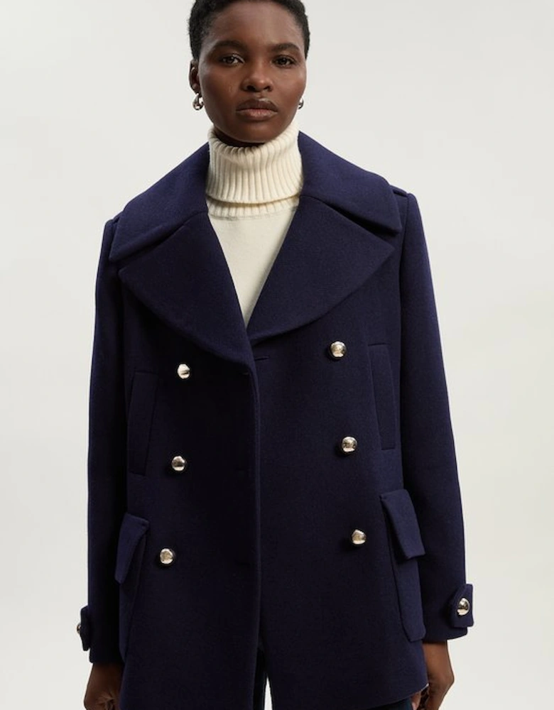 Wool Patch Pocket Tailored Short Coat