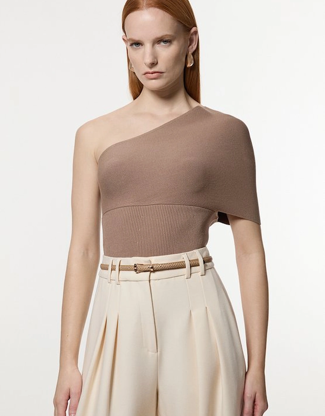 Compact Rib Stitch Knitted One Shoulder Top, 5 of 4