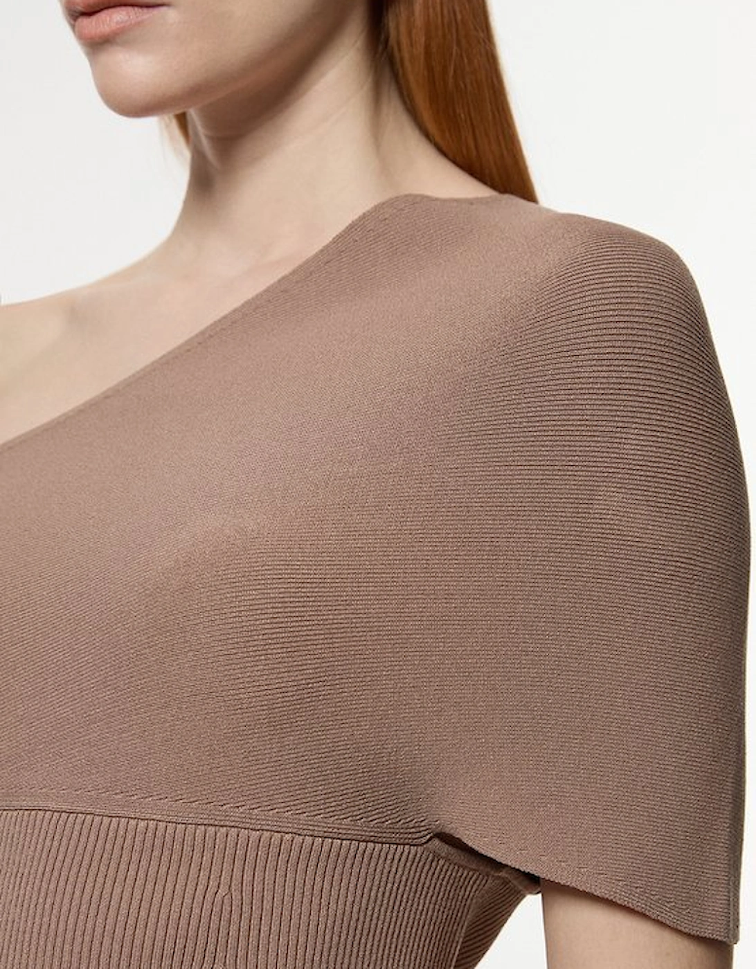 Compact Rib Stitch Knitted One Shoulder Top