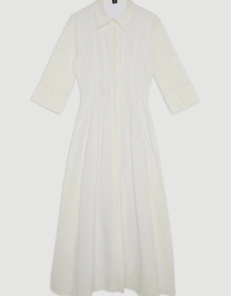 Lydia Millen Petite Premium Tailored Linen Darted Waist Midi Dress