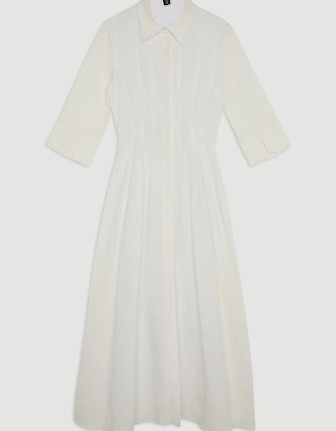 Lydia Millen Petite Premium Tailored Linen Darted Waist Midi Dress