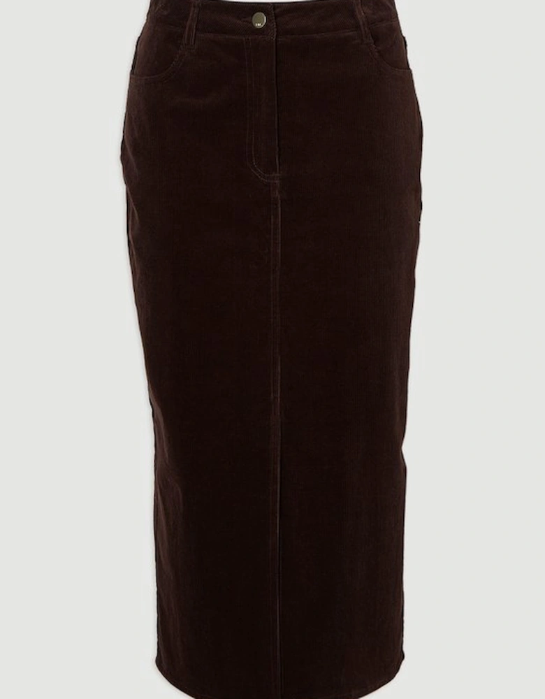 Stretch Cord Midi Pencil Skirt