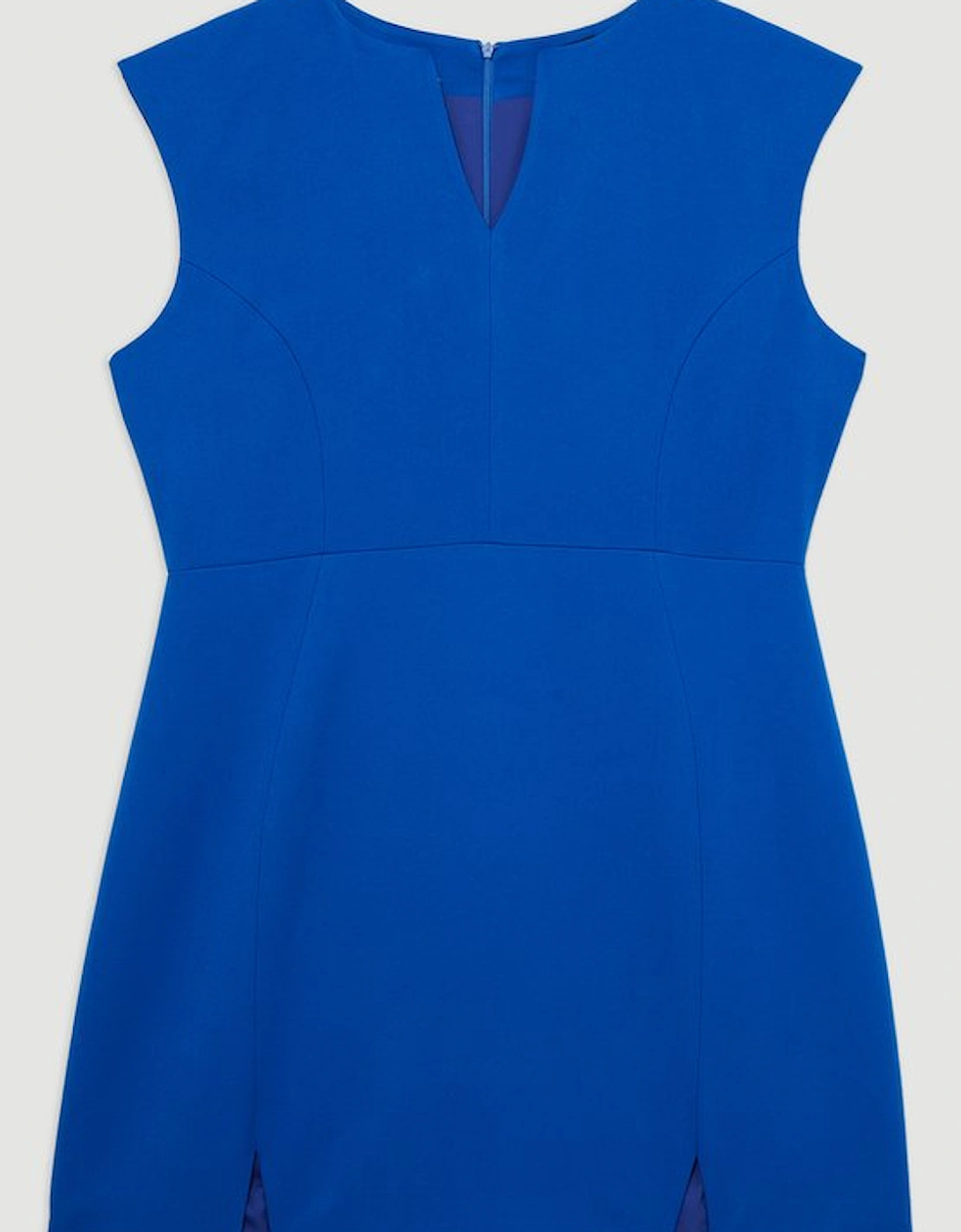 Plus Size Structured Crepe Tailored Full Skirted Belted Midi Dress