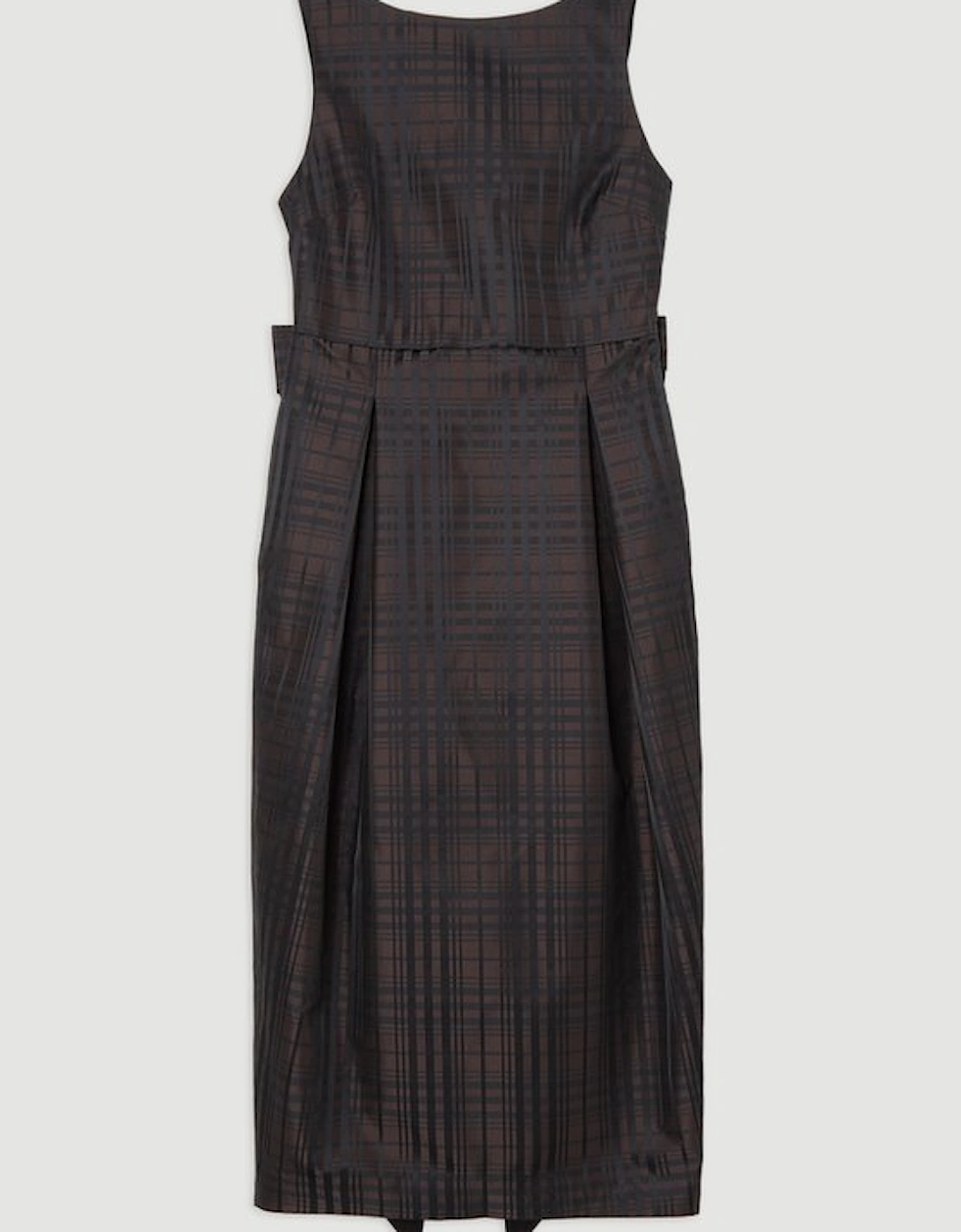 Petite Taffeta Check Bow Detail Tailored Maxi Dress