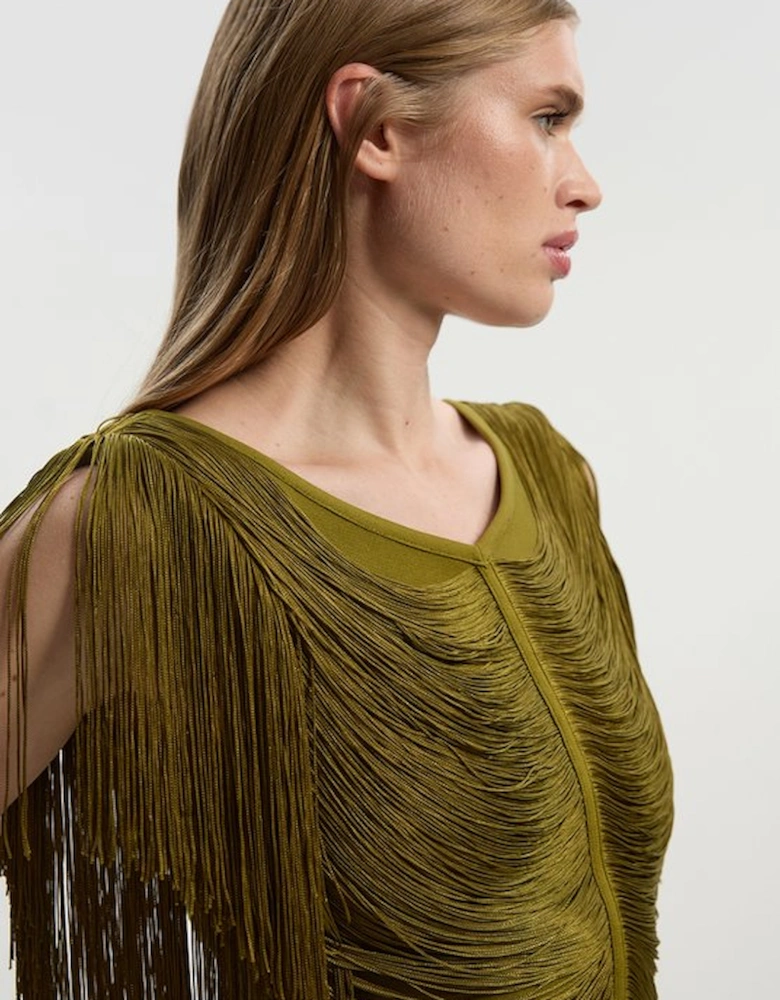 Draped Fringe Knitted Top